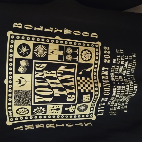 YOUNG THE GIANT 2022 TOUR Black Pullover Hoodie Graphic Sleeve Design M/F MED MF - Picture 3 of 3